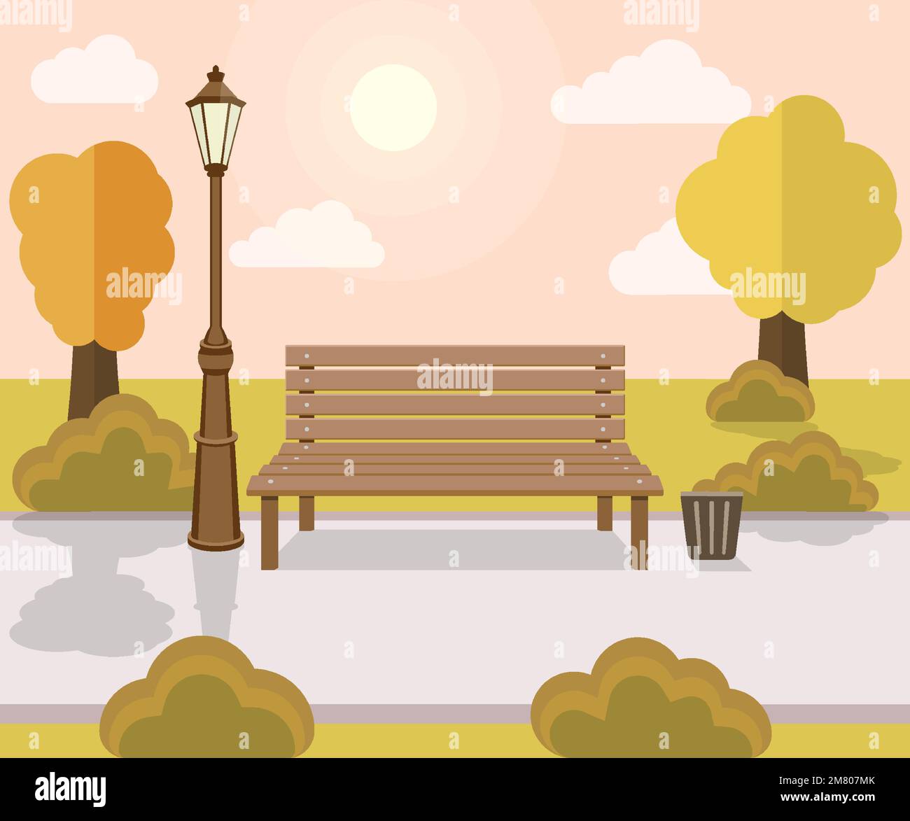 Banc et lampadaire dans le parc. Illustration vectorielle. SPE 10. Illustration de Vecteur