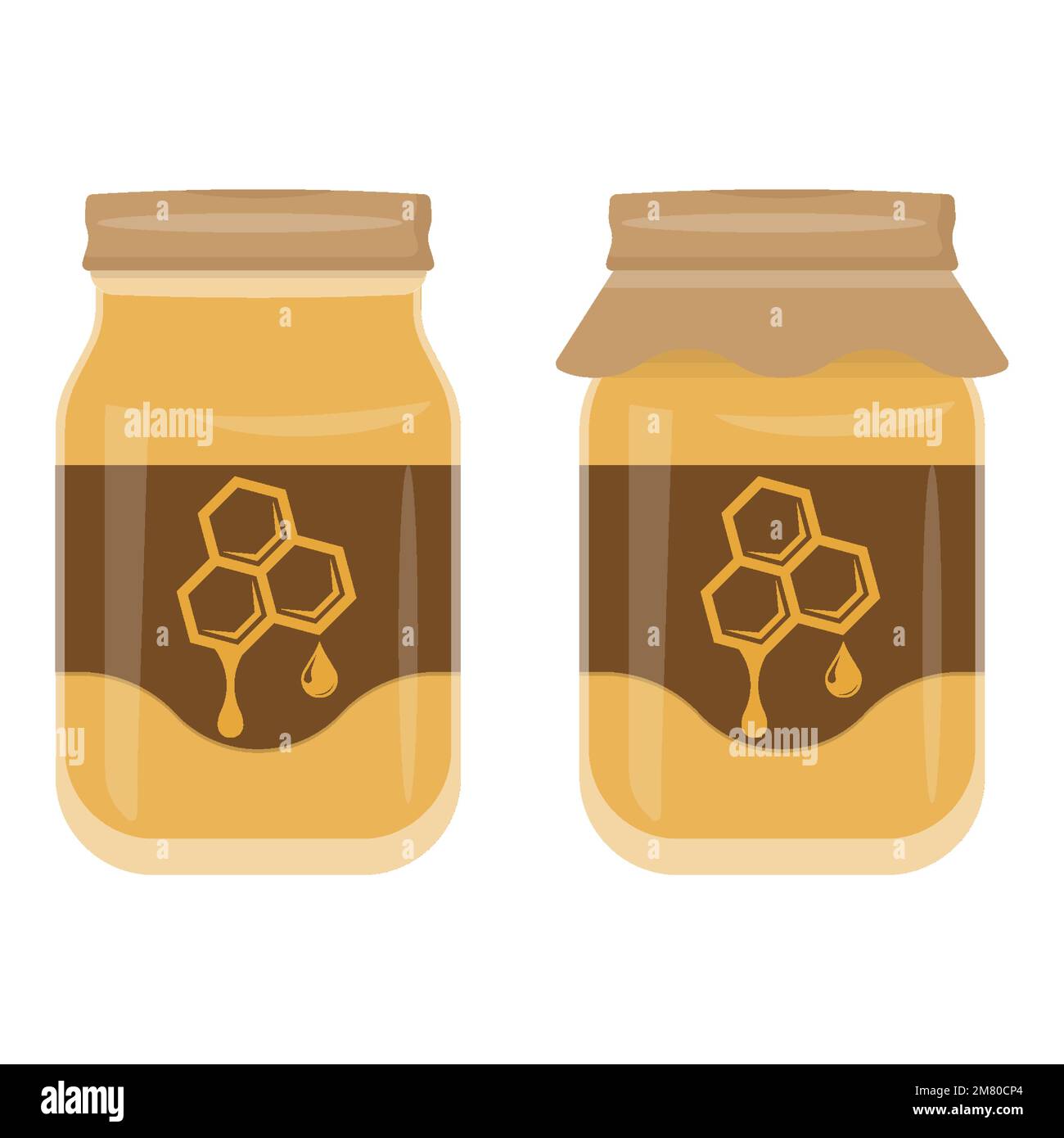 Miel dans un pot en verre isolé sur fond blanc. Illustration vectorielle. SPE 10. Illustration de Vecteur