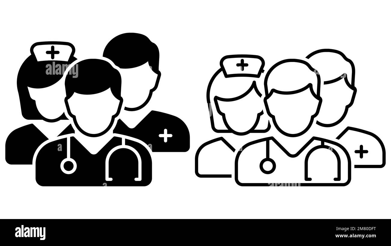 Icône équipe médicale. Icône linéaire simple pour un groupe de médecins. Illustration vectorielle. SPE 10. Illustration de Vecteur