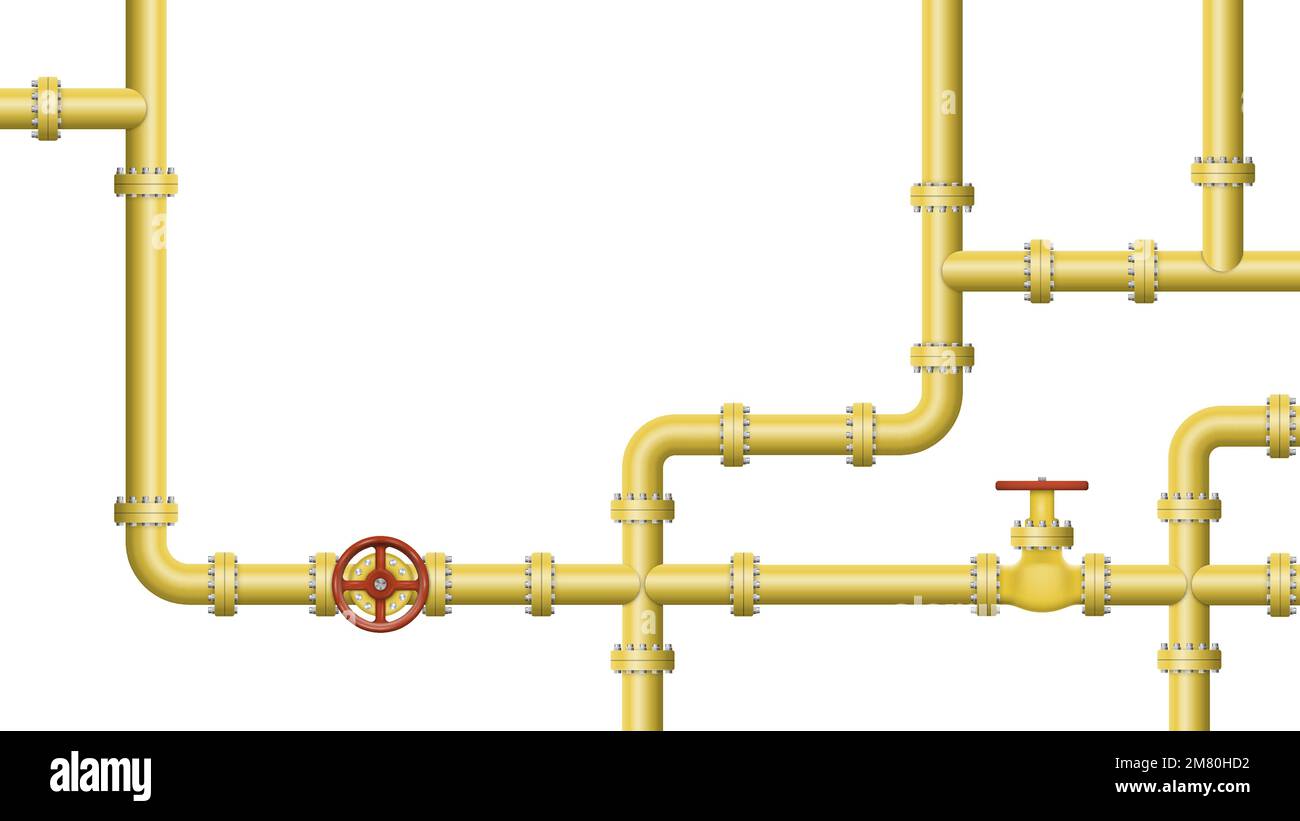 Expérience industrielle avec pipeline. Conduite de pétrole, d'eau ou de gaz avec raccords et vannes.Illustration vectorielle. SPE 10. Illustration de Vecteur