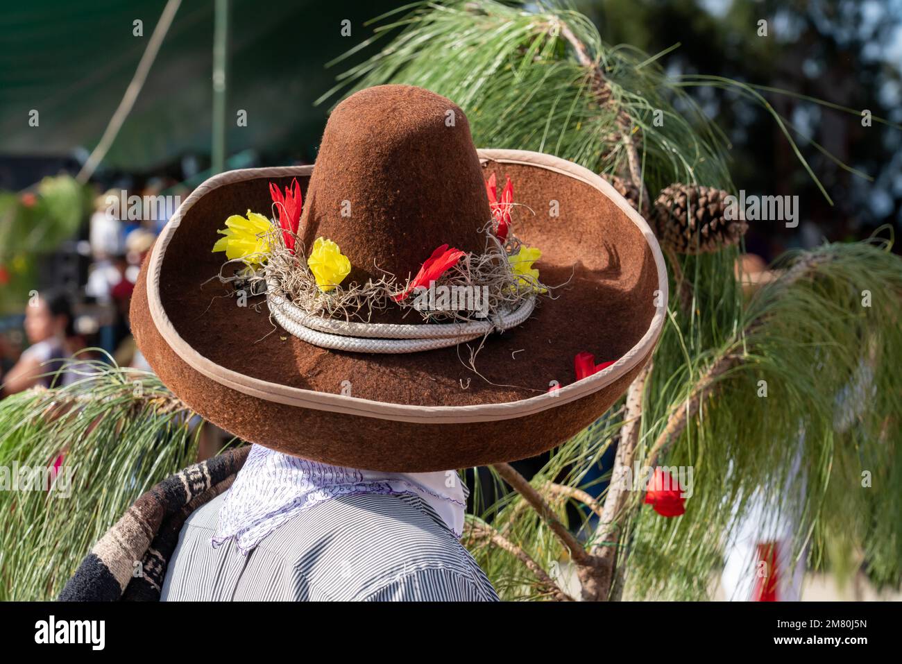 Des danseurs de Zaachila dansent le jarabe traditionnel au Guelaguetza à San Antonino Castillo Velasco, Oaxaca, Mexique. Le jarabe est un réprime de danse Banque D'Images