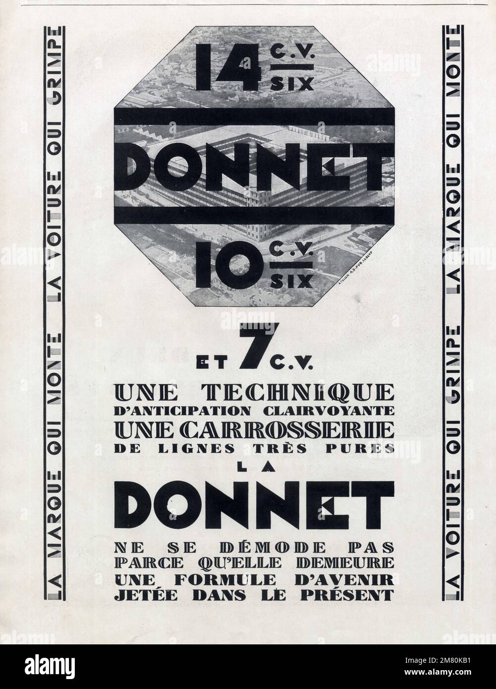 PUBLICITÉ ANCIENNE 14 CV 6. DONET. 10 CV 6. 1929 Banque D'Images