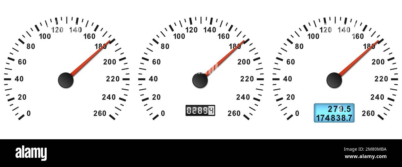 Jeu de tableau de bord du compteur de vitesse de la voiture. Compteur de vitesse réaliste. Illustration vectorielle. SPE 10. Illustration de Vecteur