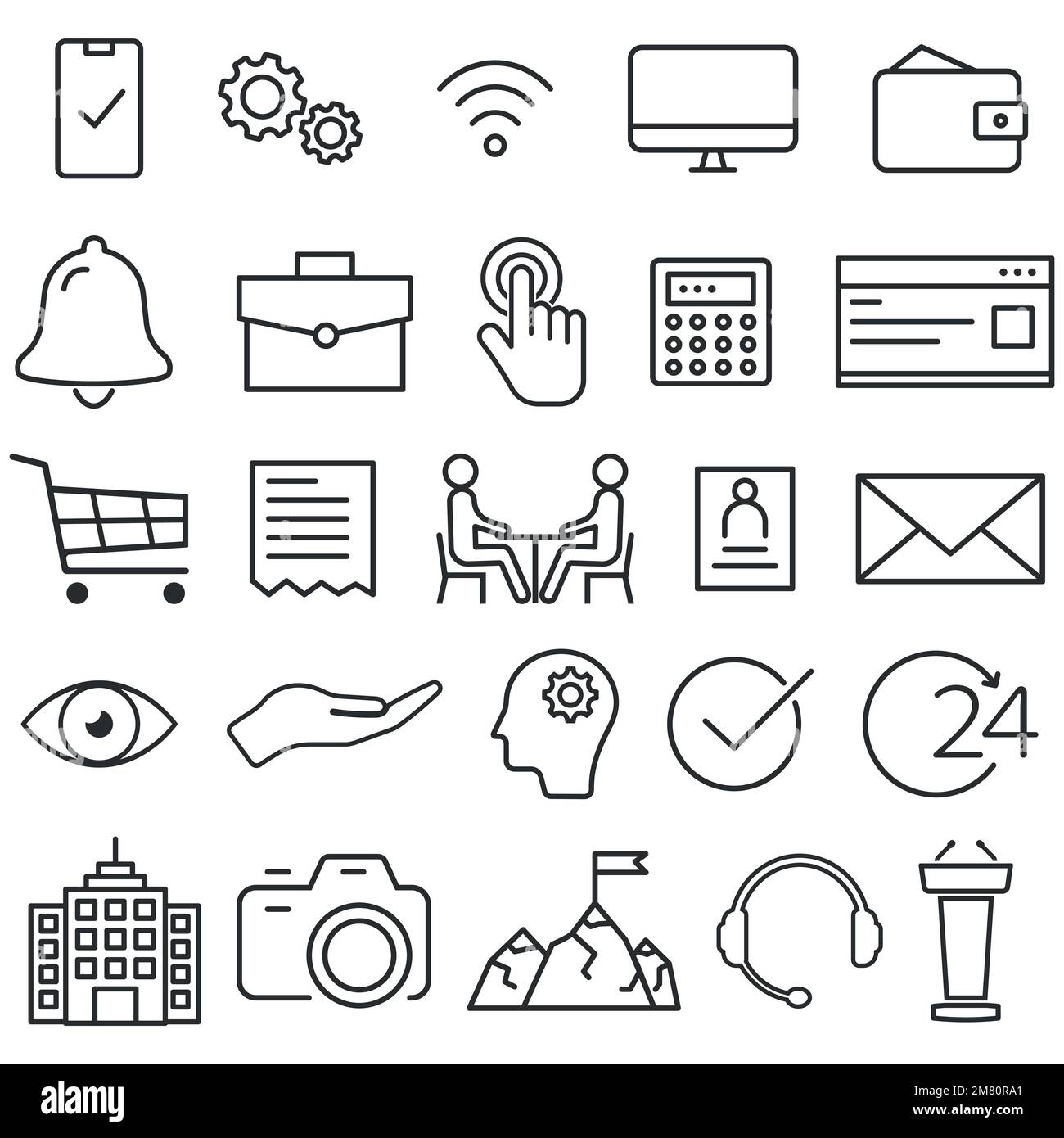 Ensemble d'icônes Web pour les entreprises et les finances. Collection d'icônes de contour. Illustration vectorielle. SPE 10. Illustration de Vecteur