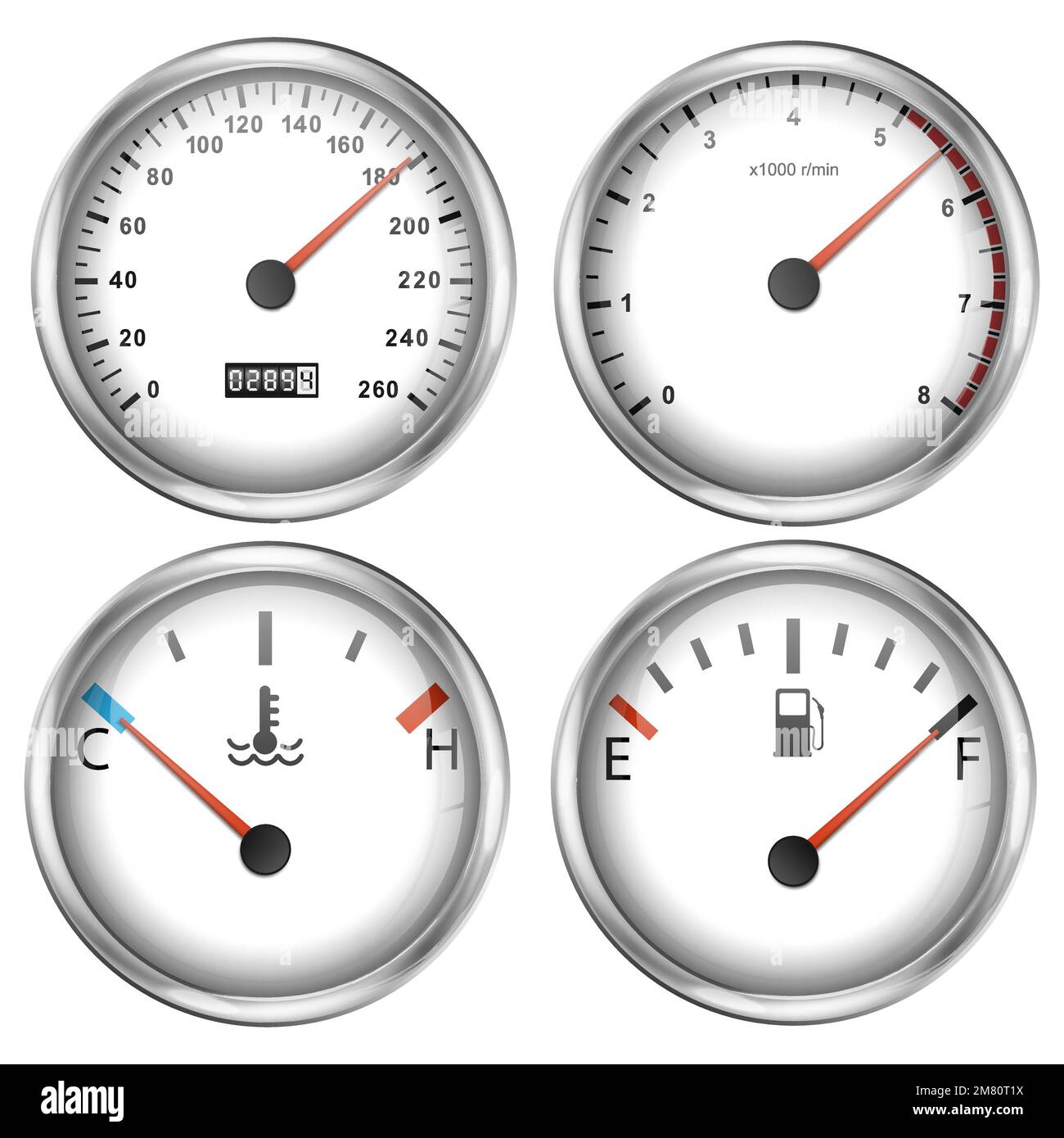 Écran De Tableau De Bord Numérique De Voiture Avec Indicateur De Vitesse  Bleu Brillant, Tachymètre, Niveau De Carburant, Indicateurs De Température  Du Moteur, échelles Réalistes