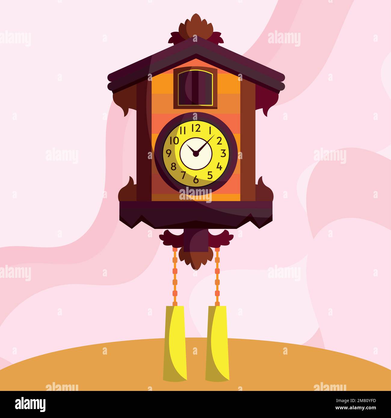 Montre murale ancienne de couleur isolée Vector Illustration de Vecteur