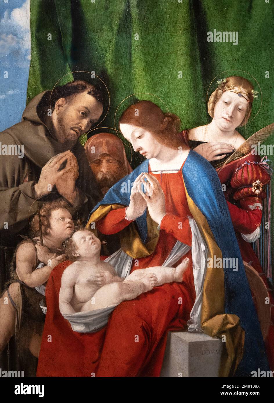 'Madonna avec l'enfant et les saints', peinture de Lorenzo Lotto de la haute époque de la Renaissance italienne, 16th siècle, 1508, Venise. Musée Czartoryski Banque D'Images