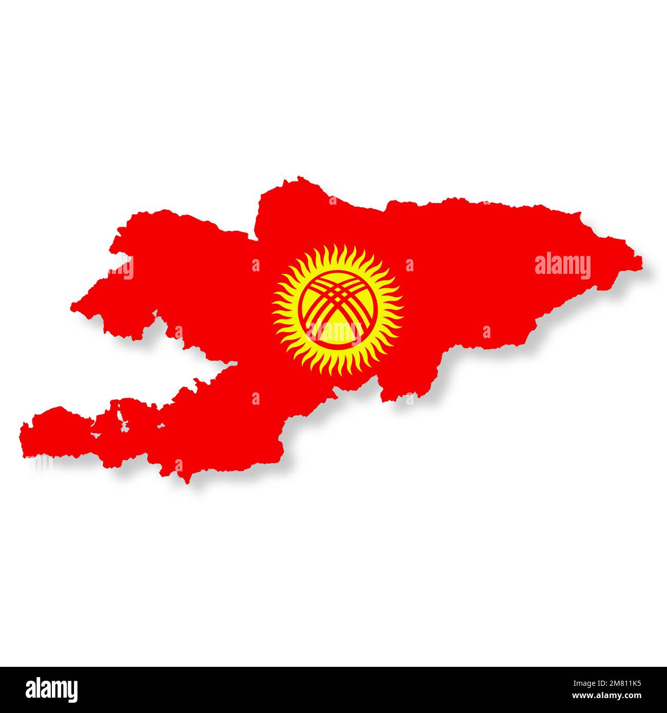 Carte du drapeau du Kirghizistan sur fond blanc avec illustration du chemin d'écrêtage 3D Banque D'Images
