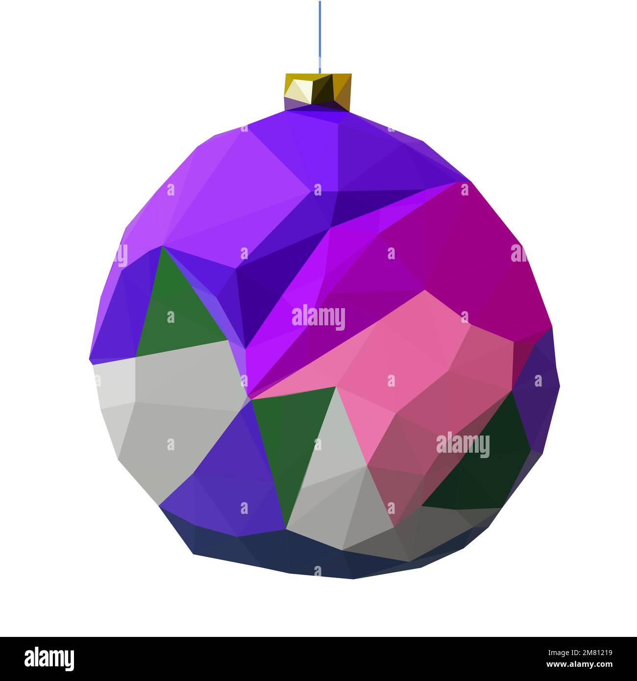 Noël Bas Poly boule géométrique avec des triangles, jouet géométrique de Noël. Clipart isolé, objet nouvel an, forme polygonale Illustration de Vecteur