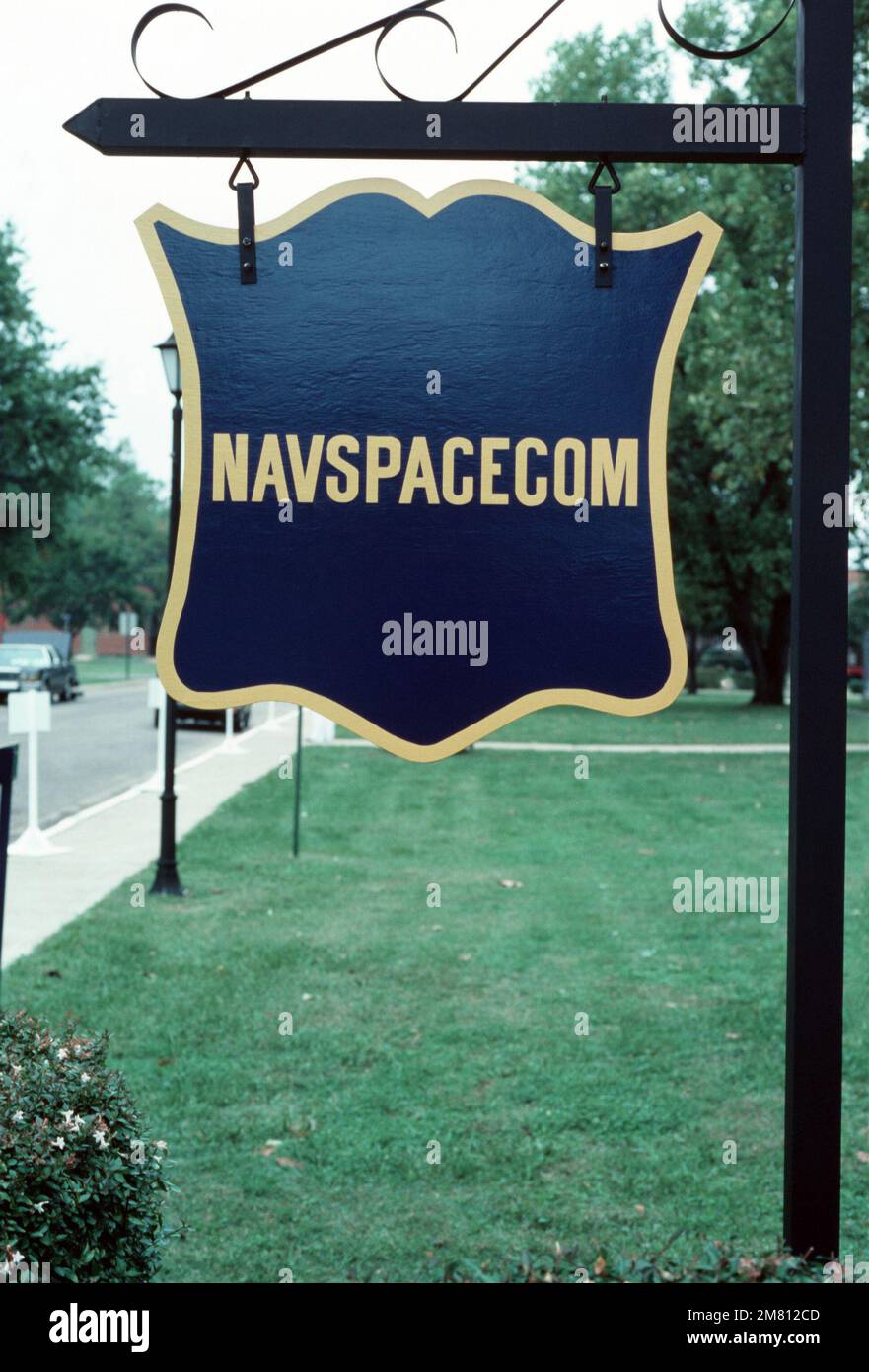 Vue du panneau indiquant le quartier général du US Naval Space Command récemment formé. Base: Dahlgren État: Virginie (va) pays: États-Unis d'Amérique (USA) Banque D'Images
