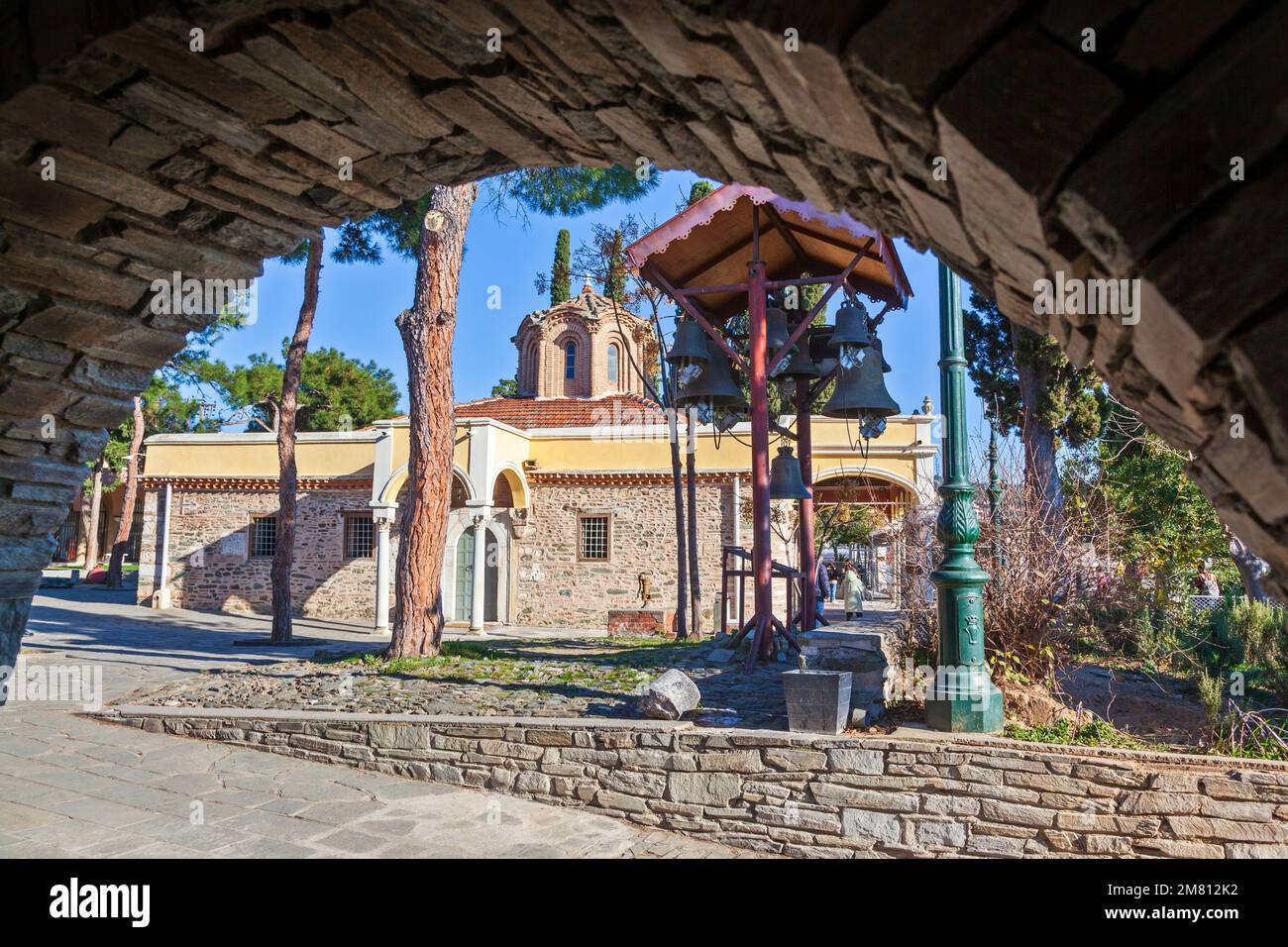 Monastère de Vlatades (ou Moni Vlatadon), ancien monastère orthodoxe grec de 14th c. à Thessalonique, Grèce. C'est un site classé au patrimoine mondial de l'UNESCO. Banque D'Images