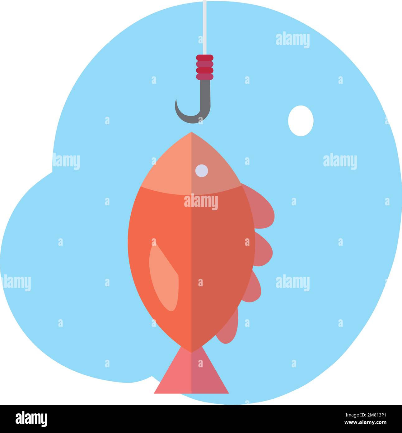 Poisson isolé sur la canne à pêche icône Vector Illustration de Vecteur