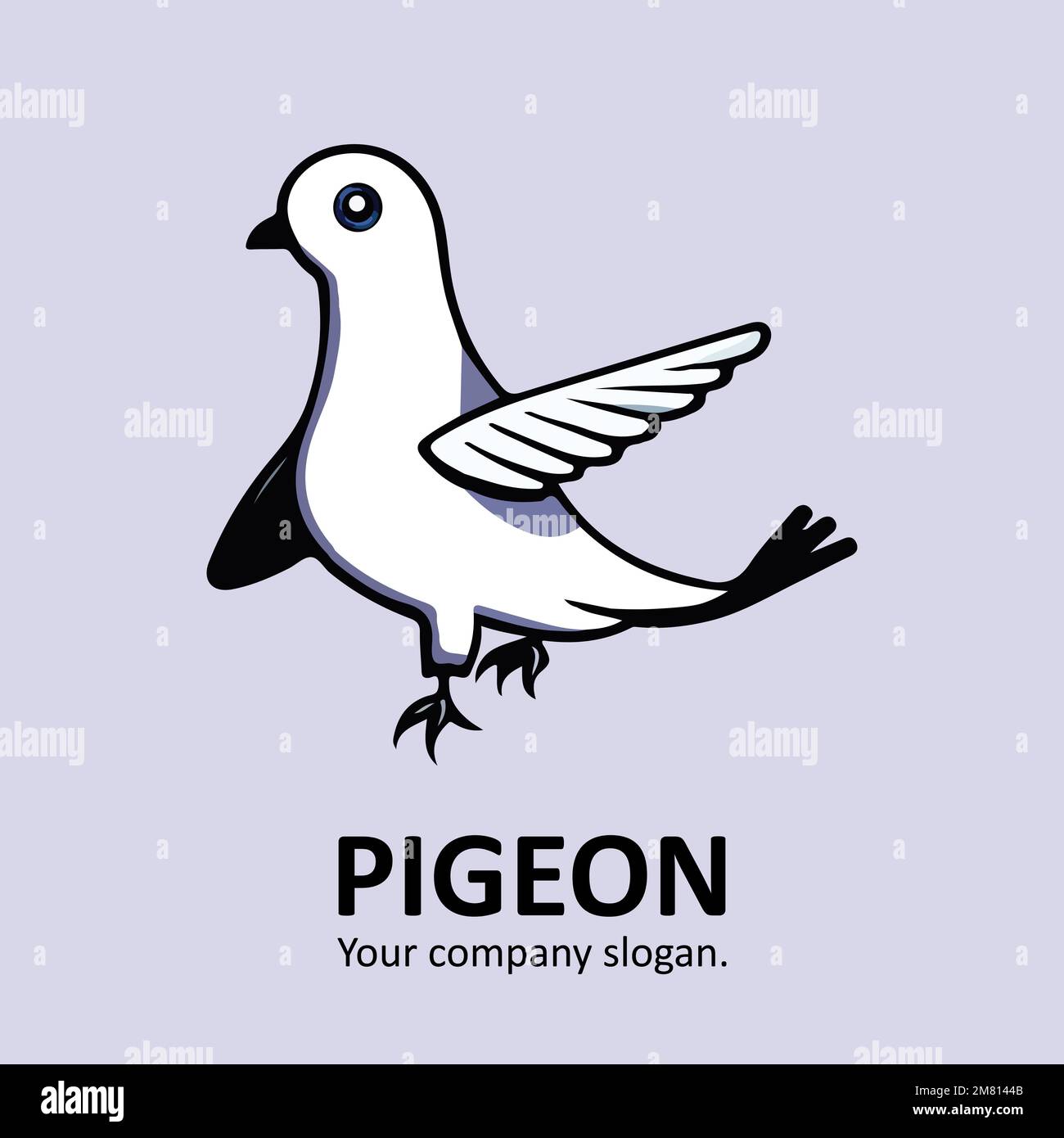 Logo élégant avec colombe, pigeon. Modèle vectoriel pour la marque commerciale de l'entreprise. Emblème de conception de produit simple, symbole de paix Illustration de Vecteur