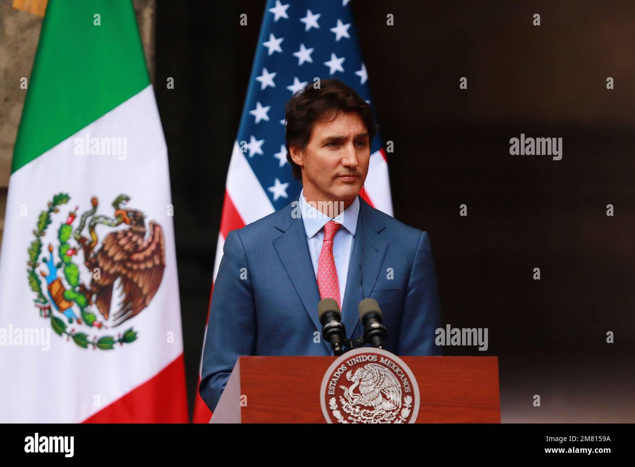 Mexico, Mexique. 10th janvier 2023. Le Premier ministre du Canada, Justin Trudeau, lors du discours du Sommet des dirigeants nord-américains au Palais national. Sur 10 janvier 2023 à Mexico, Mexique. (Photo de Carlos Santiago/ Eyepix Group/Sipa USA) crédit: SIPA USA/Alay Live News Banque D'Images