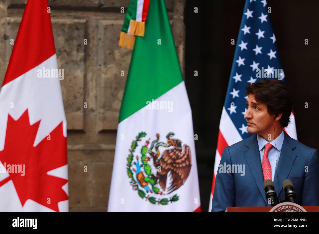 Mexico, Mexique. 10th janvier 2023. Le Premier ministre du Canada, Justin Trudeau, lors du discours du Sommet des dirigeants nord-américains au Palais national. Sur 10 janvier 2023 à Mexico, Mexique. (Photo de Carlos Santiago/ Eyepix Group/Sipa USA) crédit: SIPA USA/Alay Live News Banque D'Images