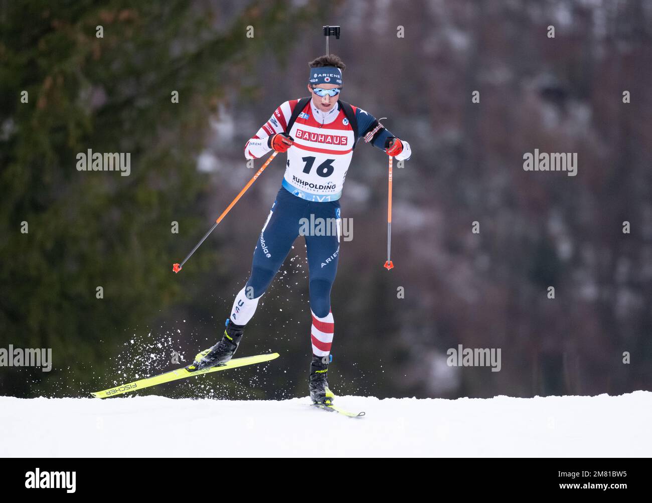 Ruhpolding, Allemagne. 11th janvier 2023. Biathlon: Coupe du monde, individuel 20 km, hommes. Sean Doherty des États-Unis en action. Credit: Sven Hoppe/dpa/Alay Live News Banque D'Images