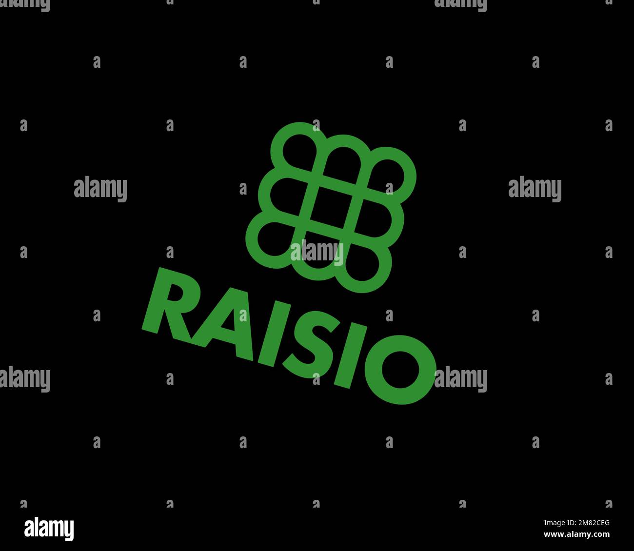 Raisio Group, logo pivoté, fond noir B Banque D'Images