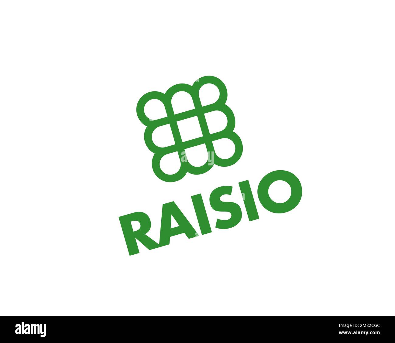 Raisio Group, logo pivoté, fond blanc Banque D'Images