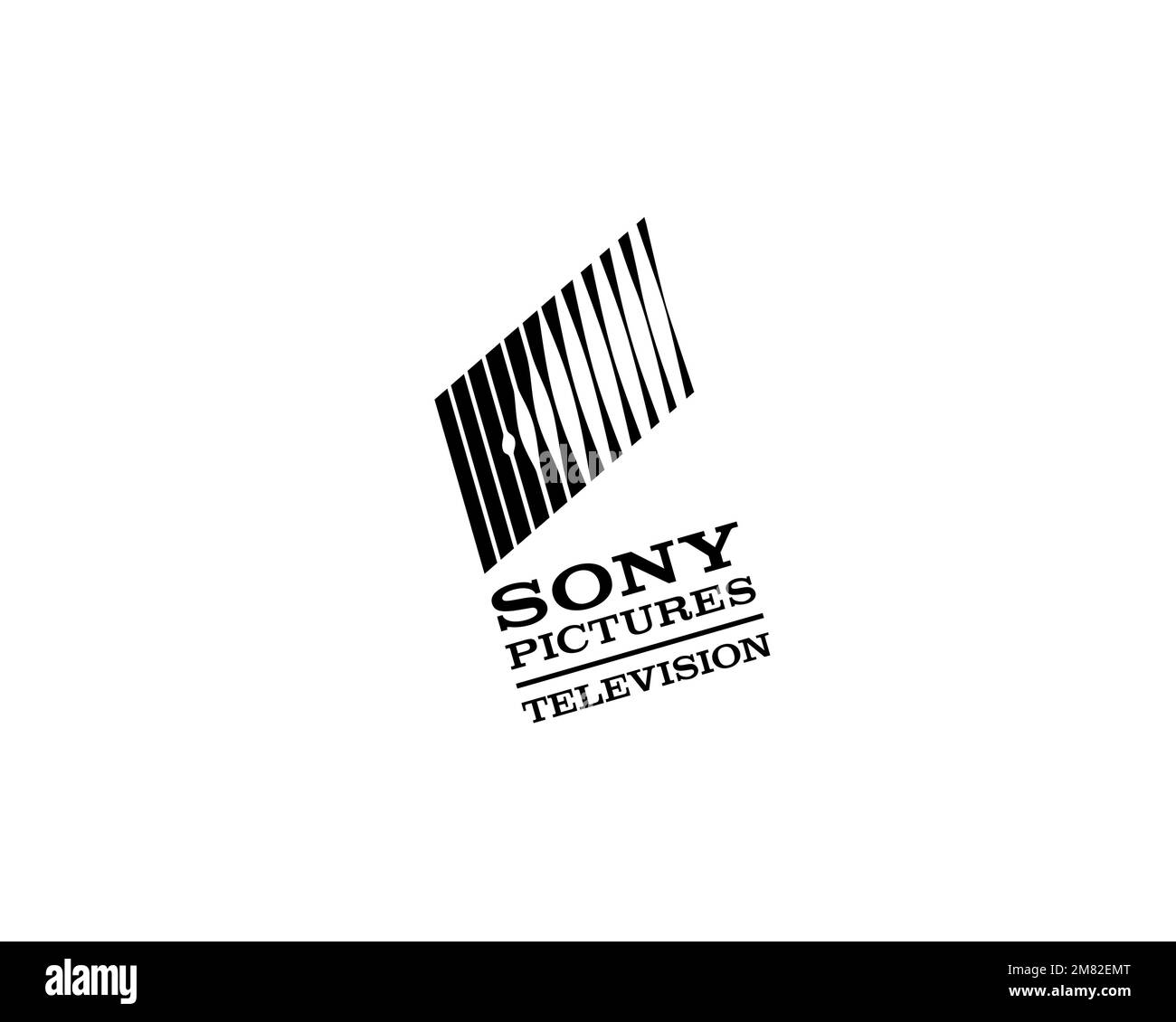 Sony Pictures Television, logo pivoté, fond blanc Banque D'Images