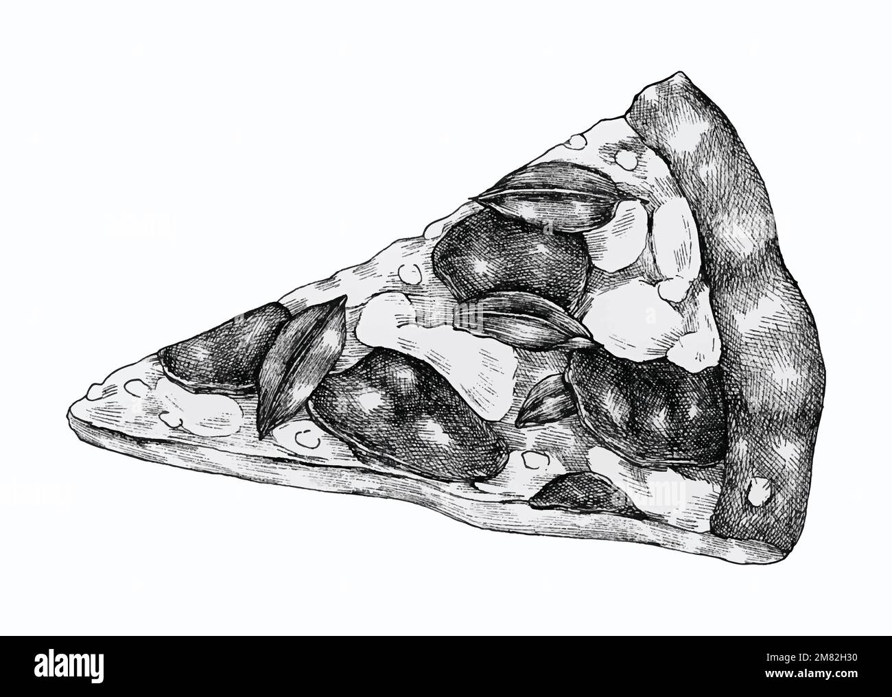 Tranche de vecteur pizza dessinée à la main Illustration de Vecteur