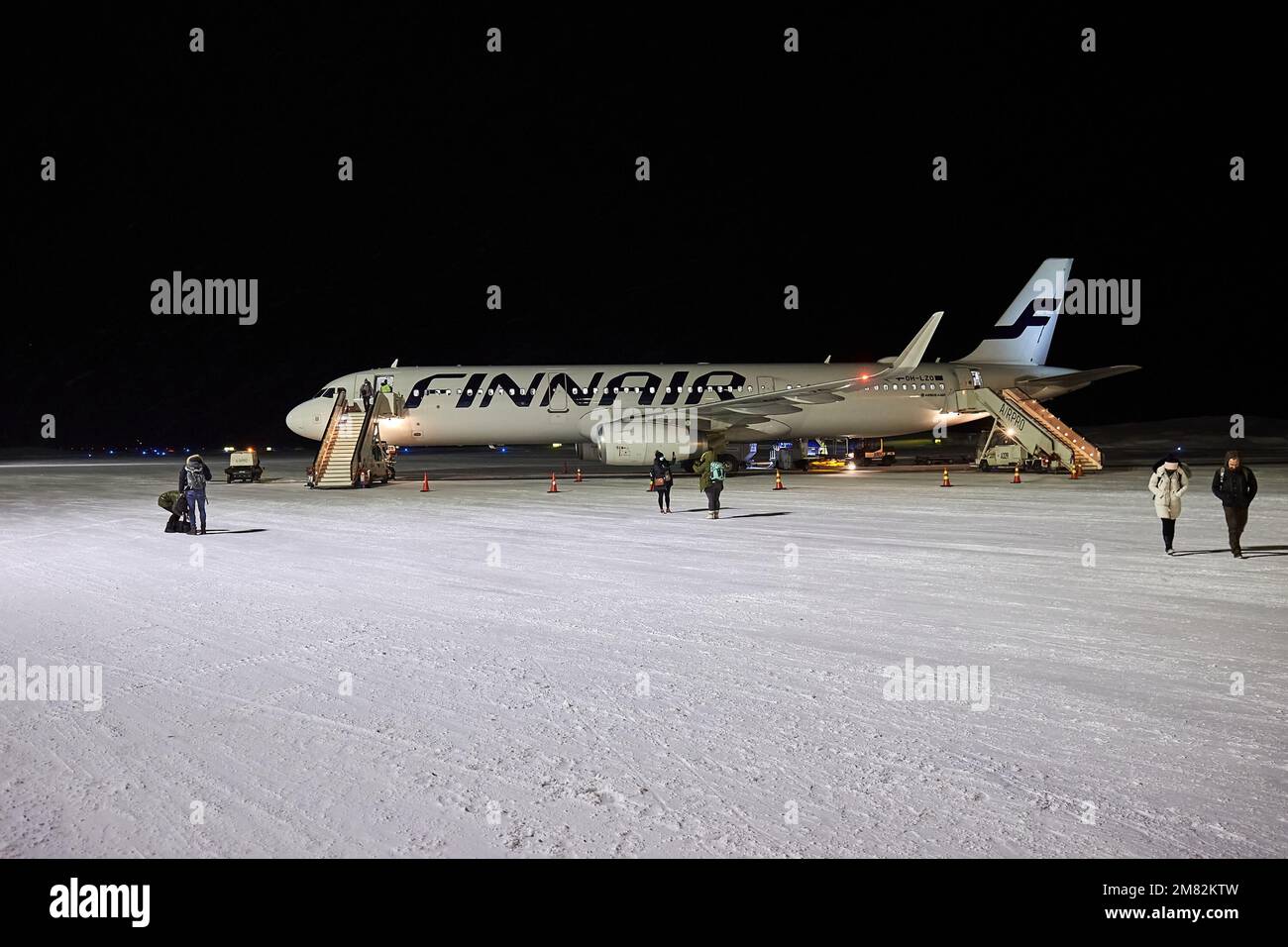 En arrivant à l'aéroport d'Ivalo, Laponie finlandaise Banque D'Images