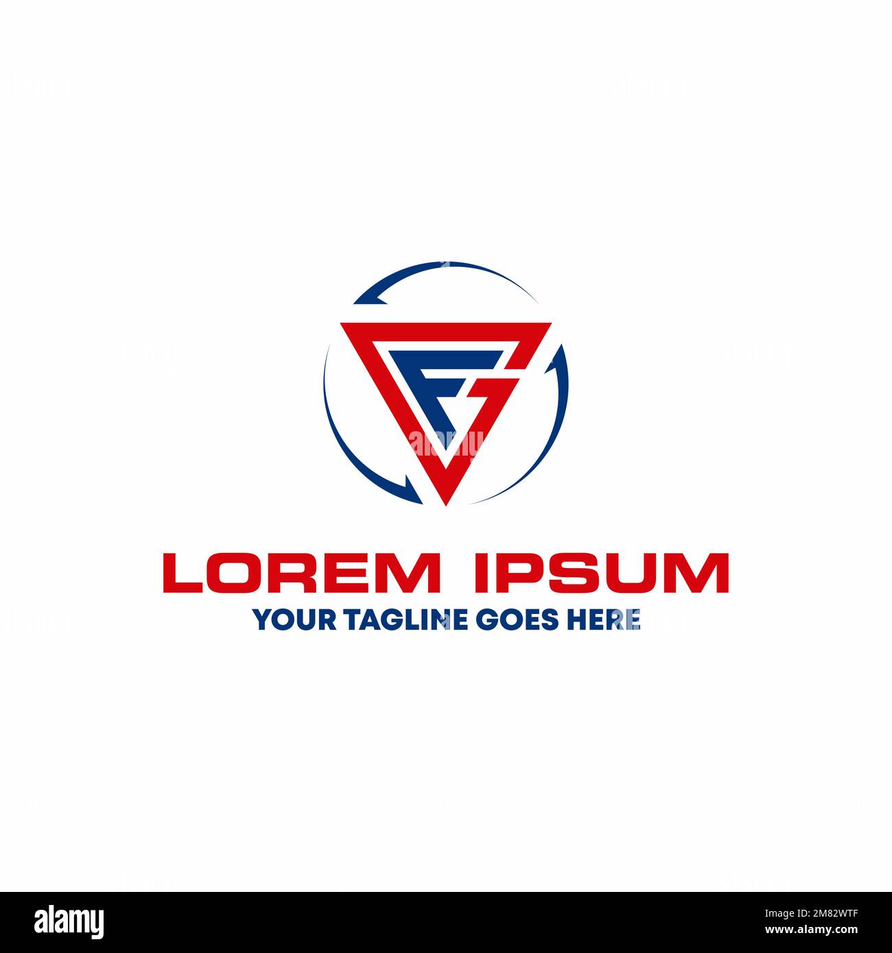 Simple lettre ou mot FG ou GF police dans triangle avec cercle flèche image graphique icône logo design abstrait concept vecteur stock initial ou forme physique Illustration de Vecteur