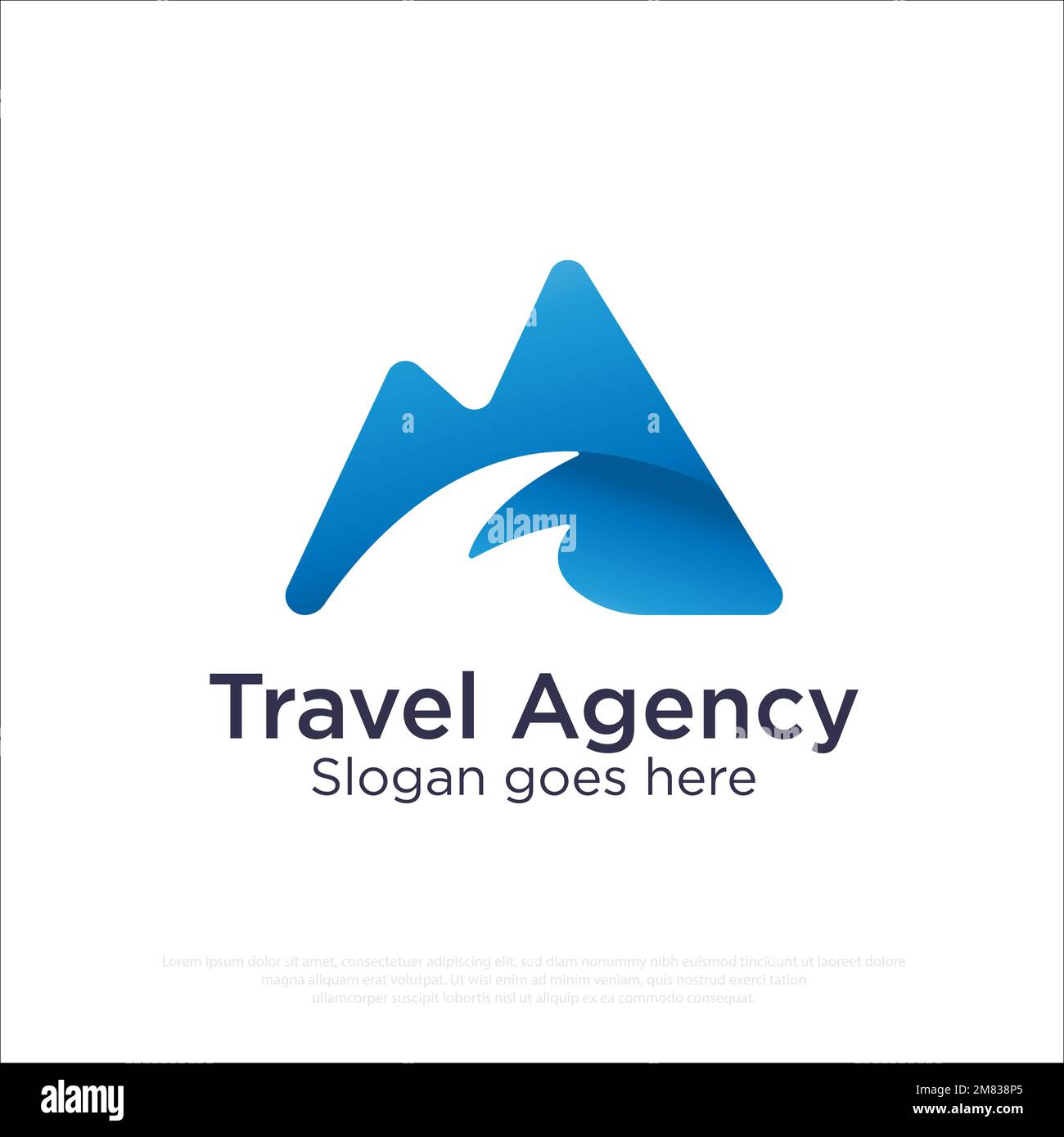 Vecteur du logo Adventure Outdoor Travel Agency avec motif vectoriel de silhouette de montagne et de plage Illustration de Vecteur