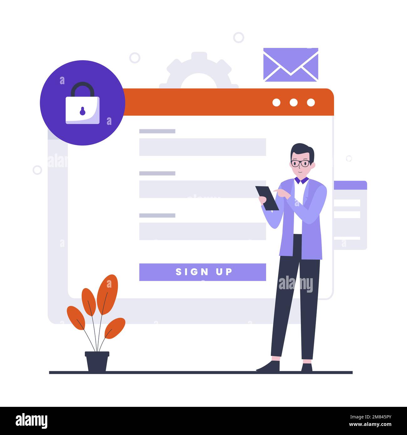 Concept d'illustration d'enregistrement en ligne. Illustration pour les sites Web, les pages d'arrivée, les applications mobiles, les affiches et les bannières. Illustration de Vecteur