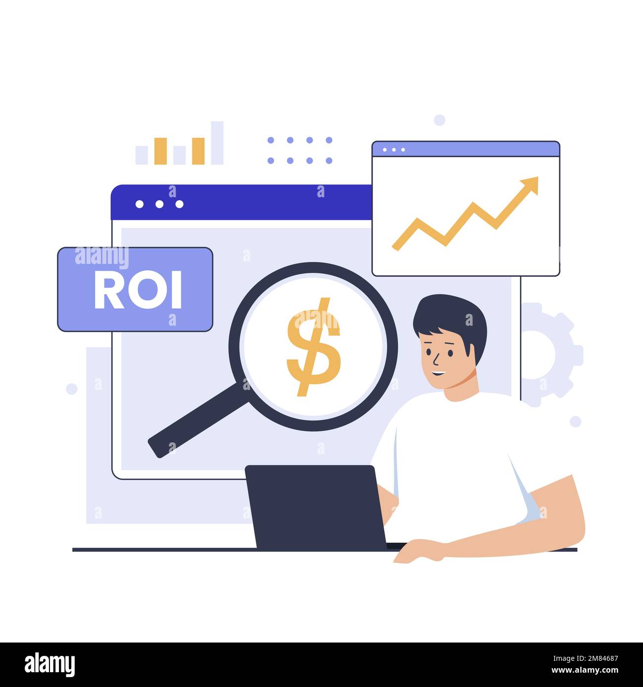 Concept d'illustration de retour sur investissement. Illustration pour les sites Web, les pages d'arrivée, les applications mobiles, les affiches et les bannières Illustration de Vecteur