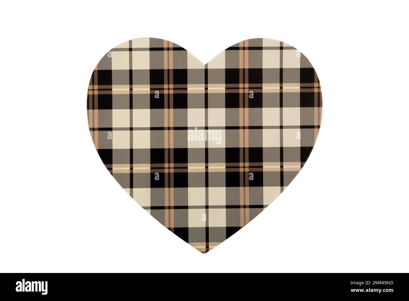 Coeur avec texture à motif quadrillé isolée sur fond blanc Banque D'Images