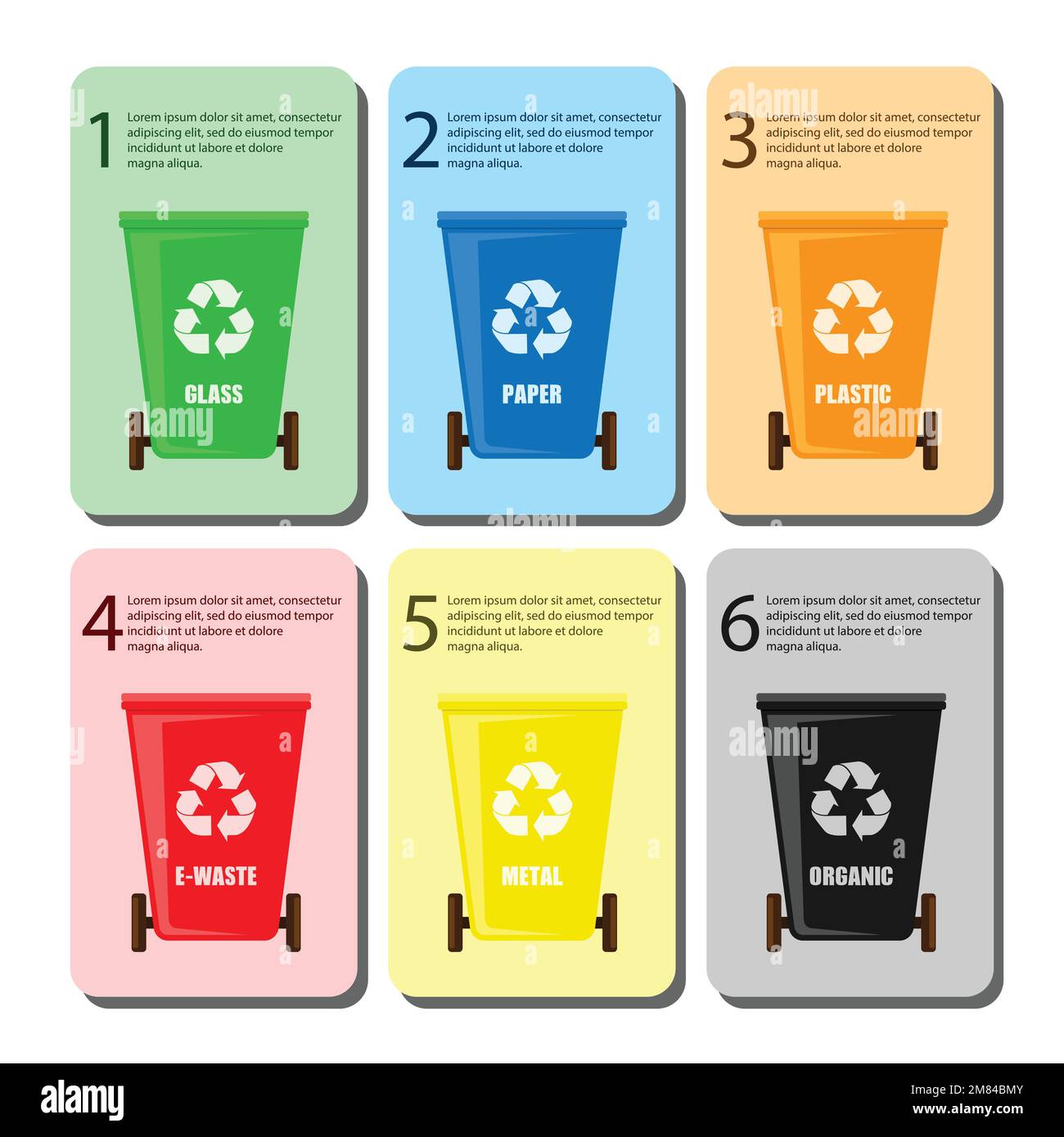 Mise en place des bacs de recyclage Illustration de Vecteur