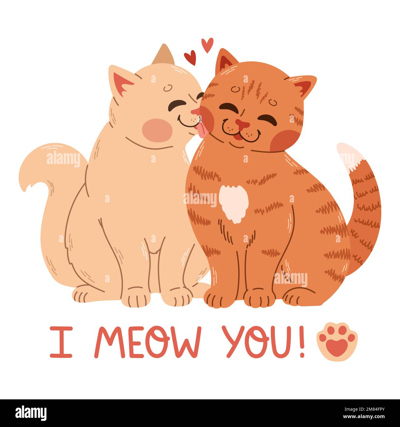 Couple de chats. Dessiner vecteur personnage design couple amour du chat pour la Saint Valentin je vous méeu Illustration de Vecteur