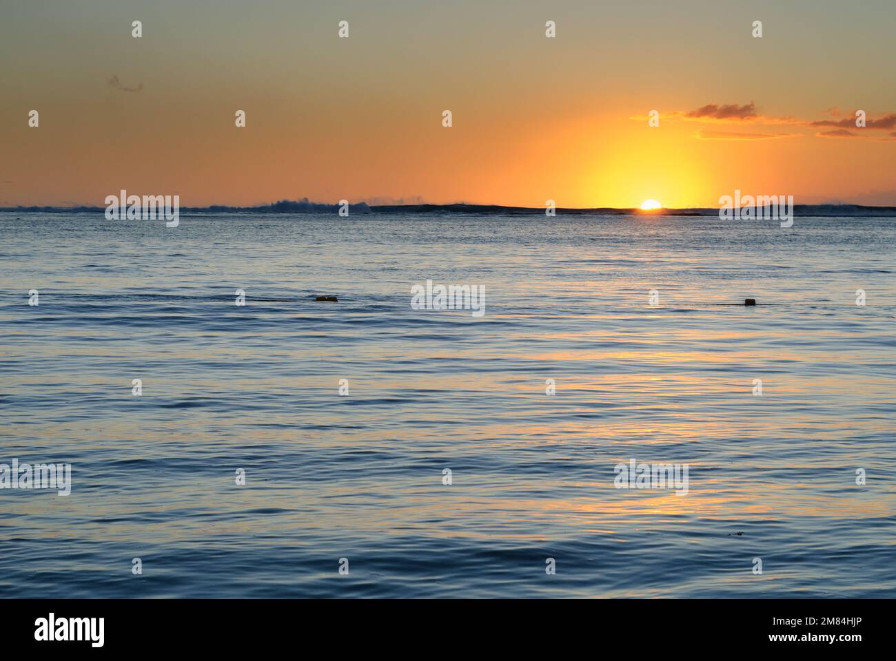 Coucher de soleil sur la plage à l'île Maurice Banque D'Images