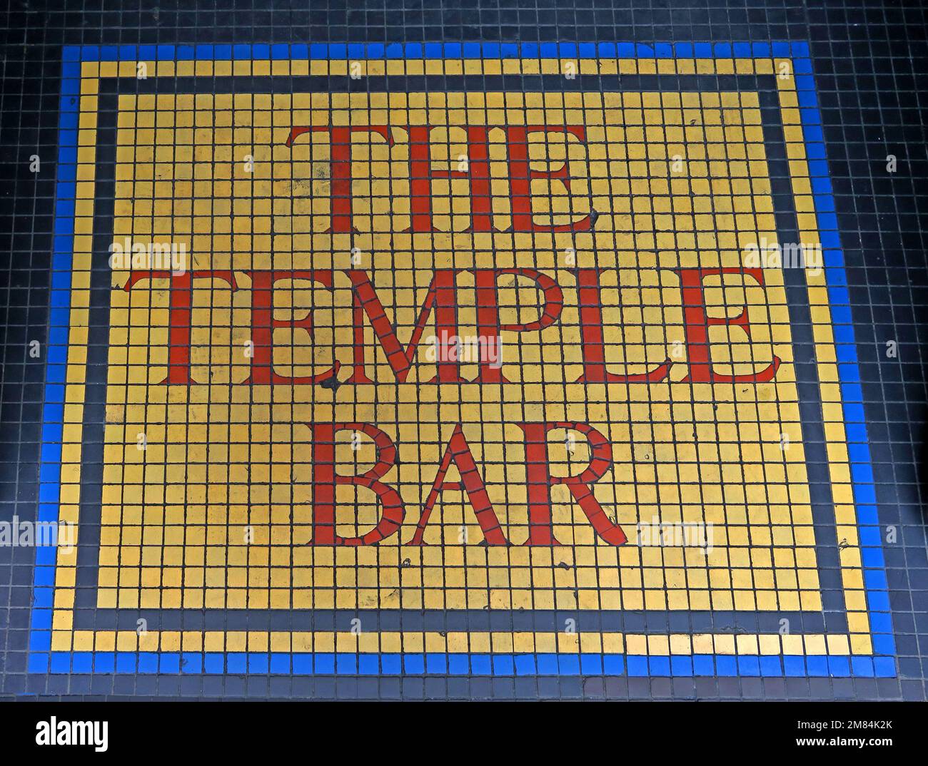 Sol en mosaïque au Temple Bar, Dublin, est 1840, 47-48 Temple Bar, Dublin 2, D02 N725, Eire, Irlande Banque D'Images