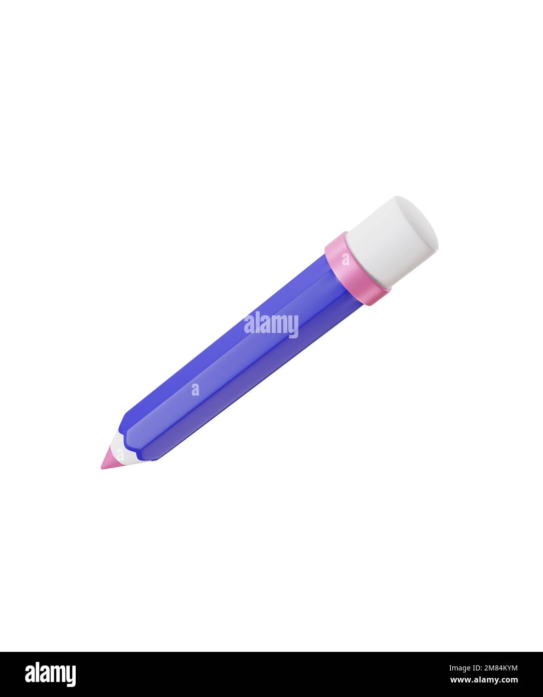 crayon bleu isolé sur l'icône white3d Banque D'Images