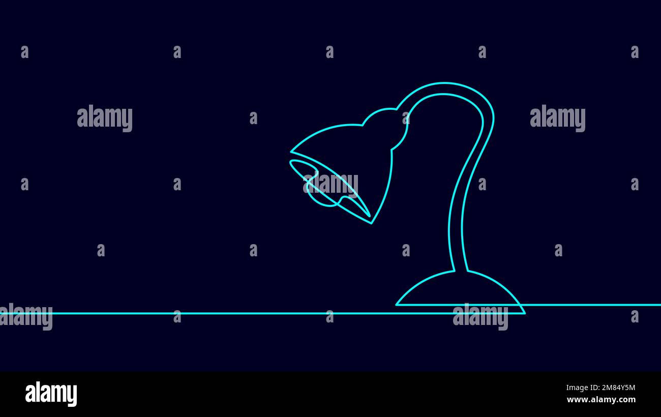 Une lampe de bureau à ligne continue. Mobilier domestique technologie électrique dessin ligne simple. Illustration graphique vectorielle de style Illustration de Vecteur