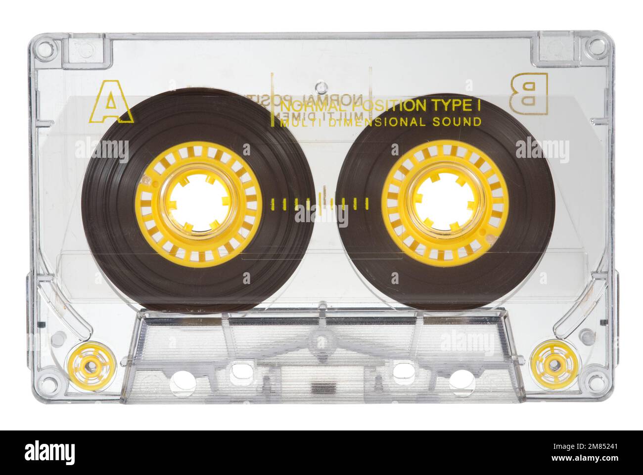 Cassette audio transparente sur blanc Banque D'Images