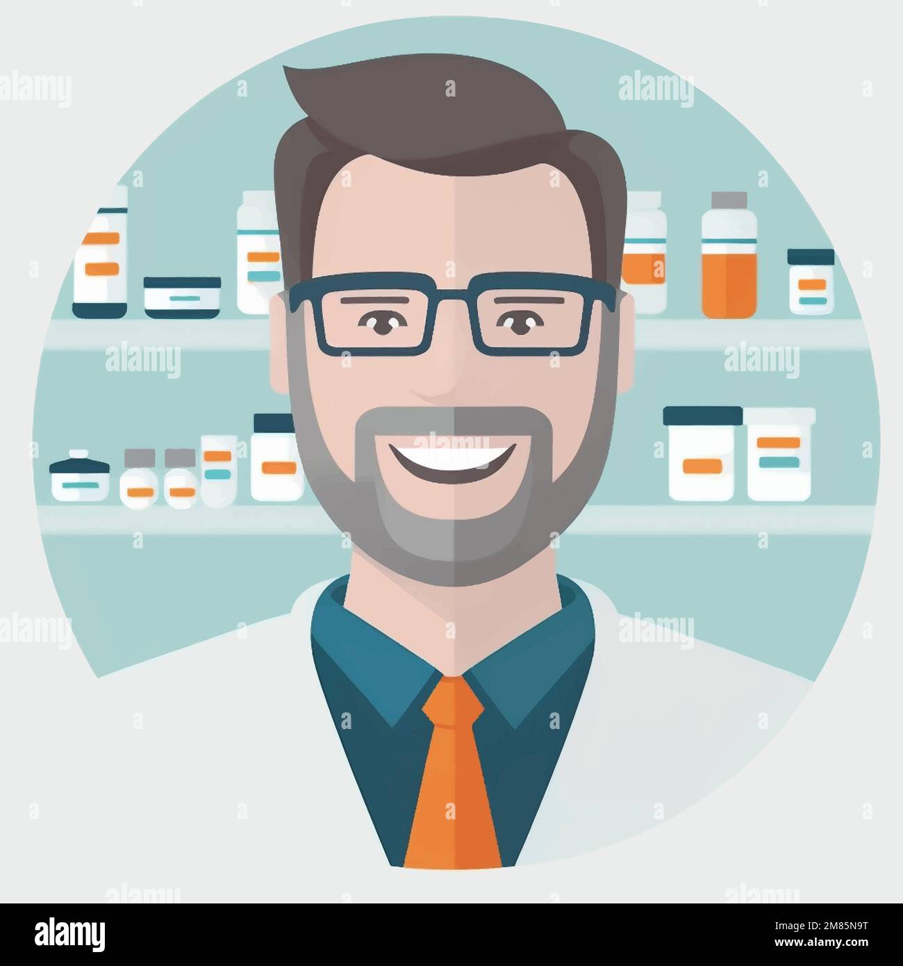 Illustration minimaliste d'un pharmacien travaillant dans une pharmacie Illustration de Vecteur