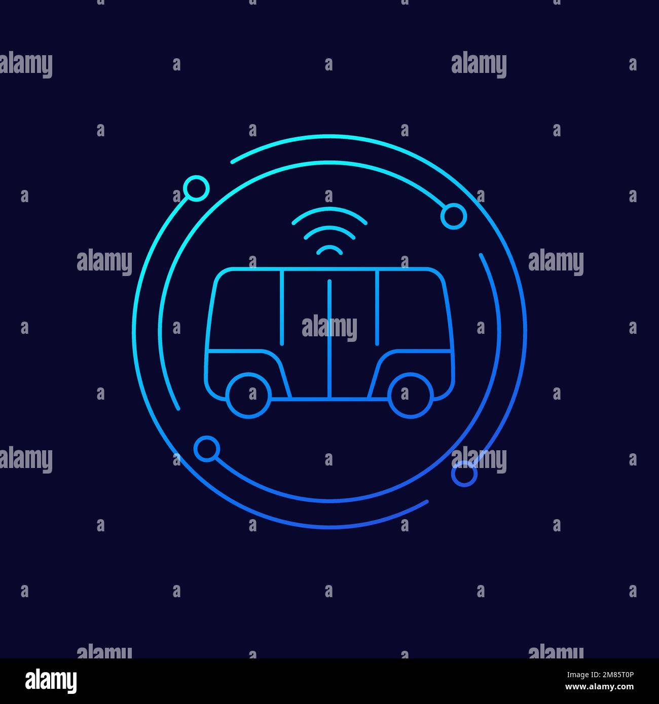 icône de vecteur de ligne de bus de navette autonome Illustration de Vecteur