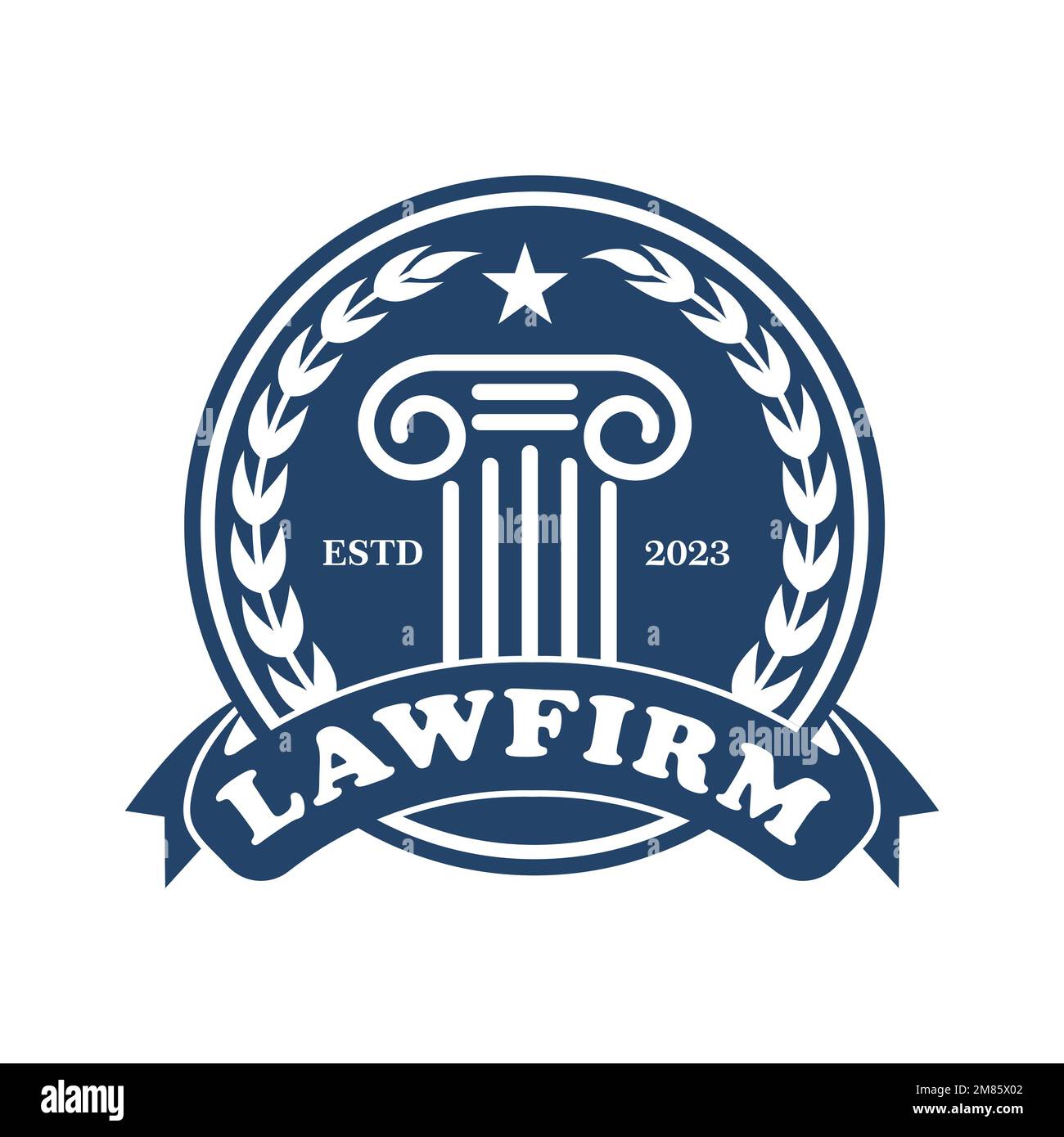 Vintage Law Firm logo design, Law Office, services d'avocats, logo emblème, étiquette logo template Vector, symbole, icône, Illustration de Vecteur