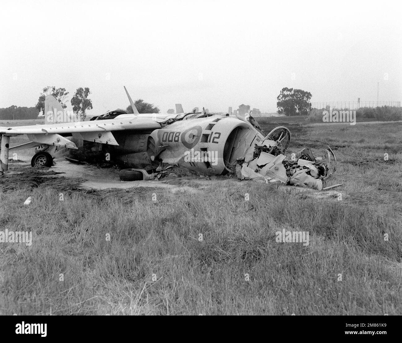 Une vue d'ensemble d'un avion espagnol AV-8 Harrier après son accident. Base: Station navale, Rota pays: Espagne (ESP) Banque D'Images