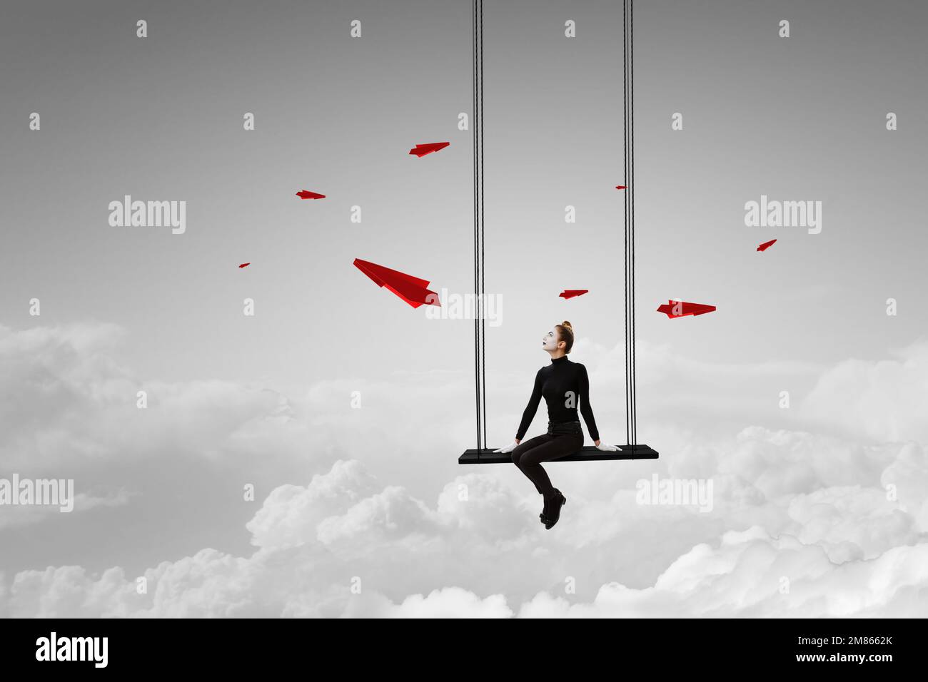 Mime femelle à visage blanc Banque D'Images