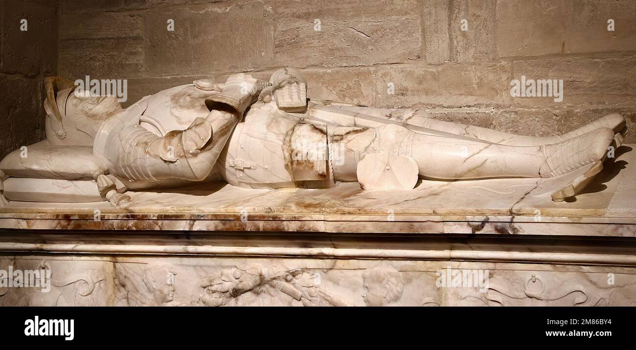 Tombe d'un chevalier dans la cathédrale de notre-Dame de grâce et Saint Julian Cuenca Castilla–la Mancha Espagne Banque D'Images