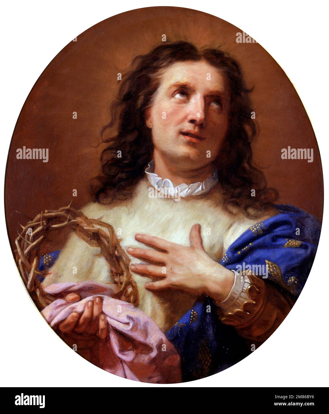 Louis IX (1214-1270). Peinture intitulée « Maint Louis tenant la Couronne d'Epines (Saint Louis tenant la couronne des Thorns) » par Jean-Baptiste Jouvenet (1644-1717), huile sur toile, vers 1705-10 Banque D'Images