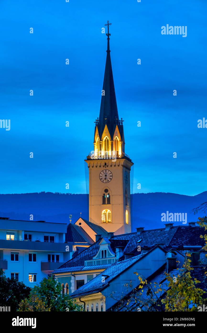 Clocher de la Jakobskirche, Villach, Autriche Banque D'Images
