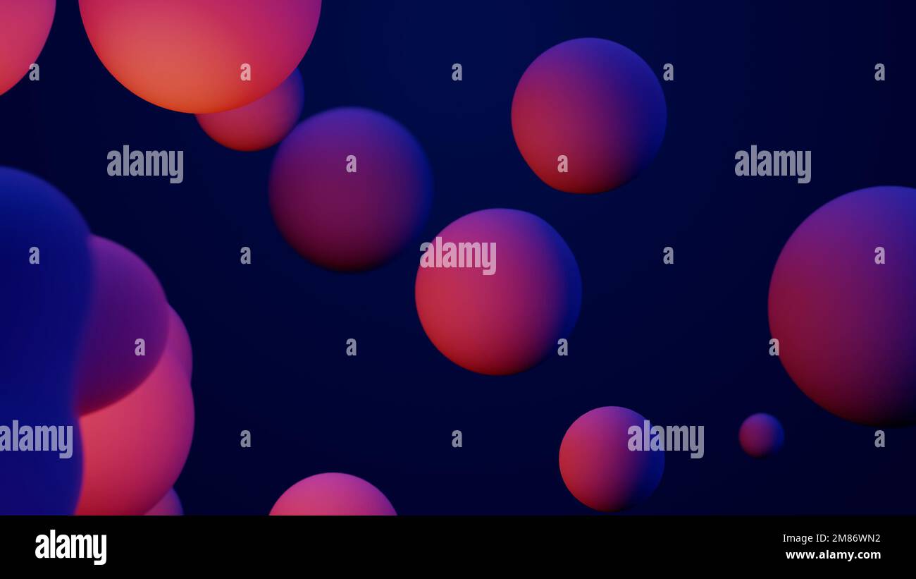Métaverse 3D rend l'animation de morphing rose violet abstrait metaball métasphère bulles art sphère bleu arrière-plan espace de fond mobile méta-boules Banque D'Images