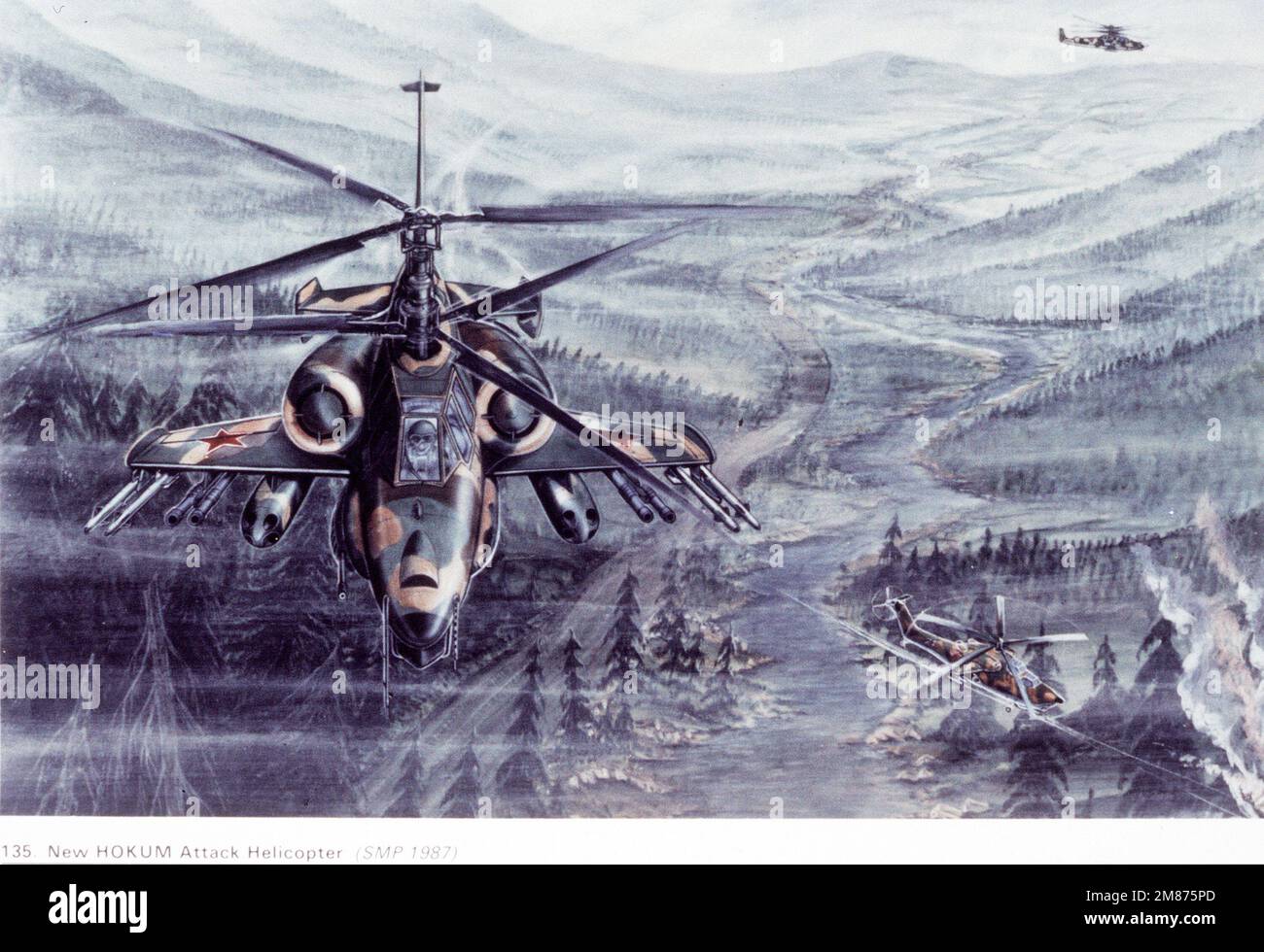 Un concept d'artiste du nouvel hélicoptère soviétique Hokum. Pays : inconnu Banque D'Images