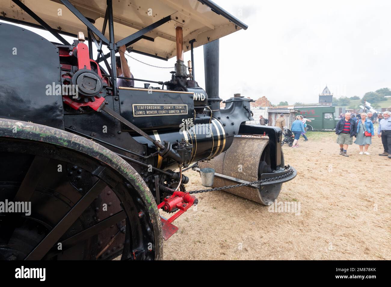 Tarrant Hinton.Dorset.United Kingdom.25 août 2022.Un rouleau à vapeur restauré est en démonstration à la foire à vapeur de Great Dorset Banque D'Images