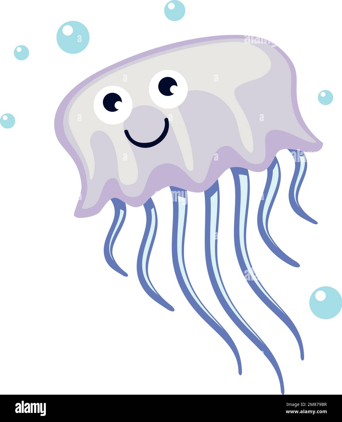 Méduses souriantes. Animal sous-marin. Joyeux personnage de dessin animé Illustration de Vecteur