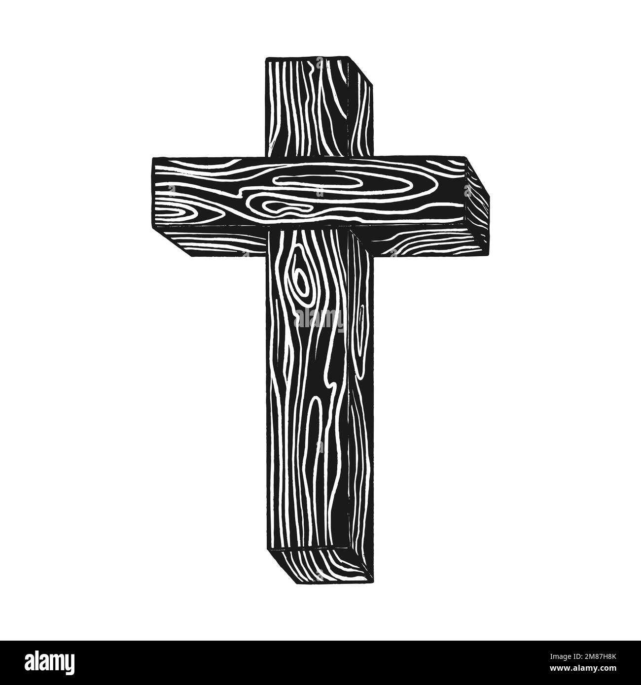 Illustration vectorielle dessinée à la main pour Pâques. Croix en bois. Un symbole de la crucifixion et de la résurrection du Seigneur Jésus-Christ. Illustration de Vecteur